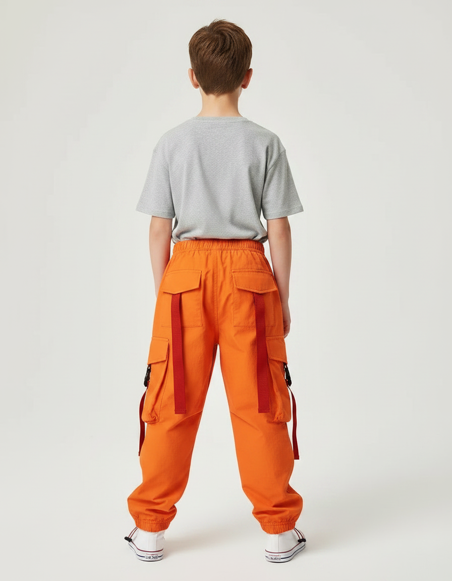 Pantalon Parachute Orange Cargo Ample Enfant - Polyester - vue 2