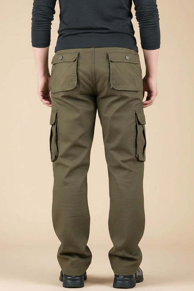 Pantalon Parachute Kaki Ample Multi-Poches Coton Homme - vue 2