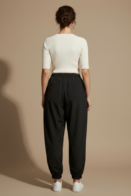 Pantalon Parachute Noir Ample Décontracté Fluide Femme - Polyester - vue 2