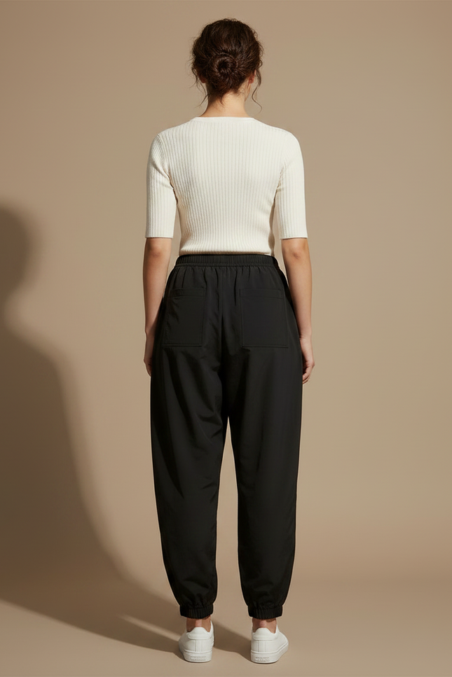 Pantalon Parachute Noir Ample Décontracté Fluide Femme - Polyester - vue 2