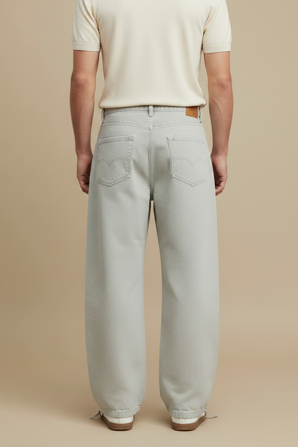 Pantalon Parachute Gris Clair Ample Coton Homme - Jean - vue 2
