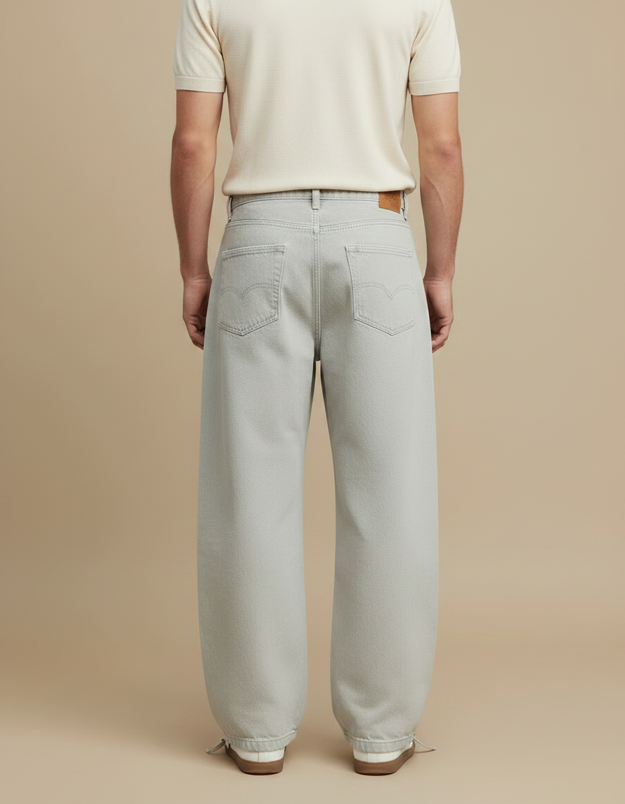 Pantalon Parachute Gris Clair Ample Coton Homme - Jean - vue 2
