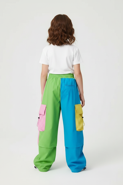 Pantalon Parachute Coloré Ample Cargo Fille - Multicolore Polyester - vue 2