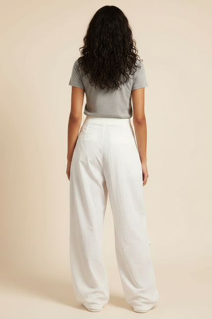 Pantalon Parachute Blanc Ample Taille Basse Femme - Polyester - vue 2