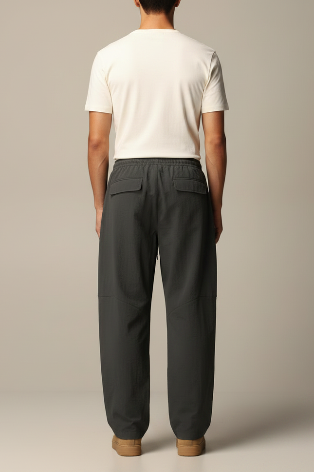Pantalon Parachute Cargo Gris Ample Zippé Homme - Polyester - vue 2
