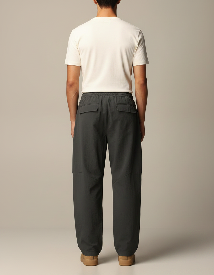 Pantalon Parachute Cargo Gris Ample Zippé Homme - Polyester - vue 2