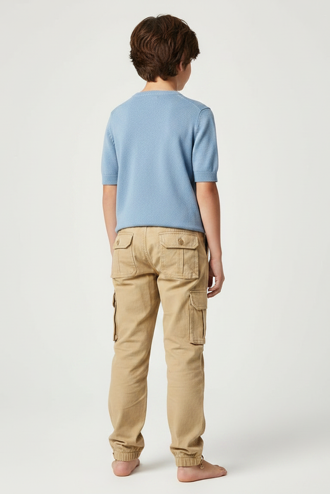 Pantalon Parachute Kaki Ample Décontracté Enfant Cargo Coton - vue 2