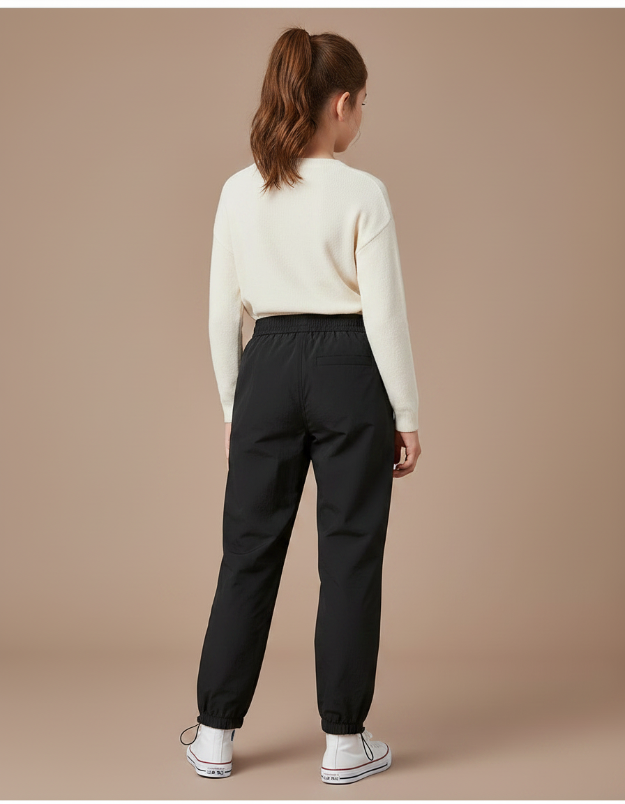 Pantalon Parachute Noir Fluide Décontracté Enfant - Polyester - vue 2