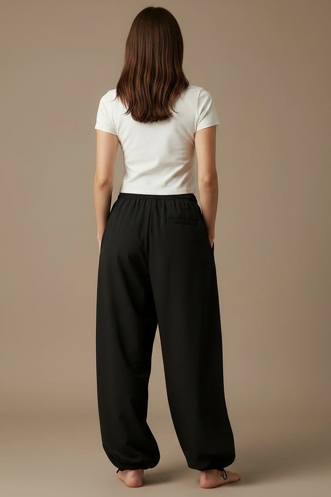 Pantalon Parachute Noir Ample Imprimé Sirène Femme - Polyester - vue 2