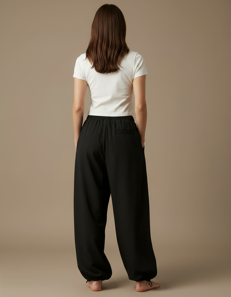 Pantalon Parachute Noir Ample Imprimé Sirène Femme - Polyester - vue 2