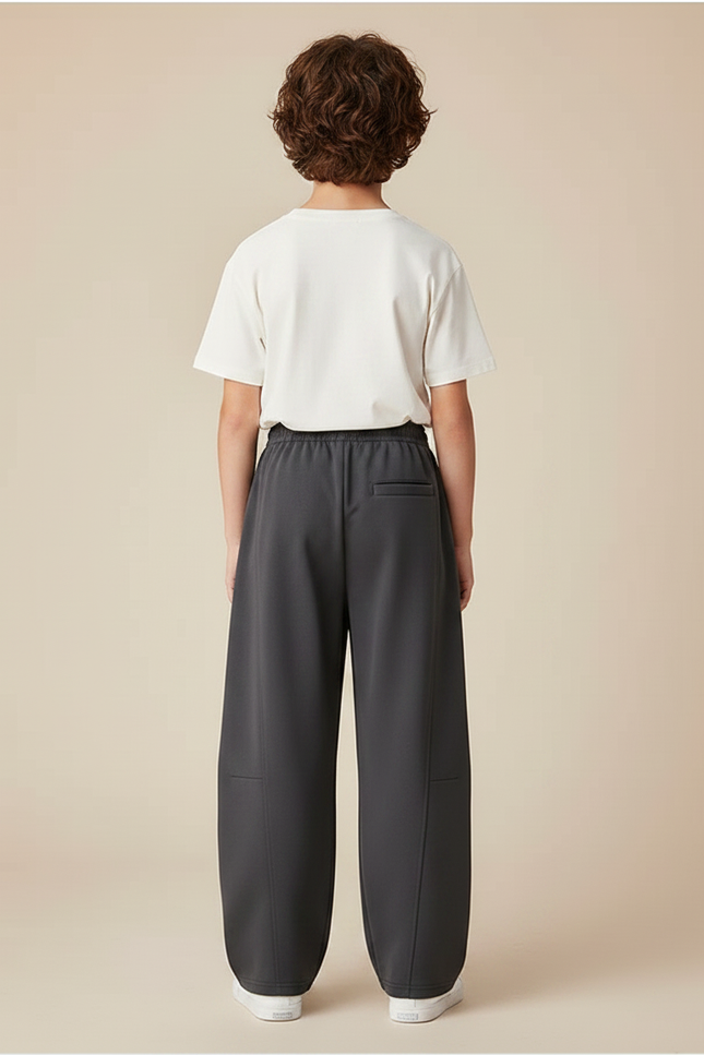 Pantalon Parachute Gris Ample Enfant Décontracté Molleton - vue 2
