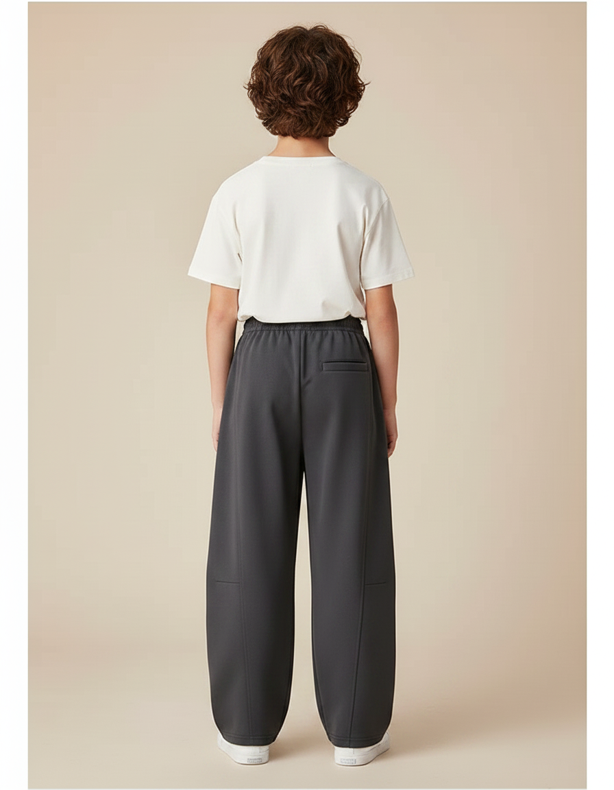 Pantalon Parachute Gris Ample Enfant Décontracté Molleton - vue 2