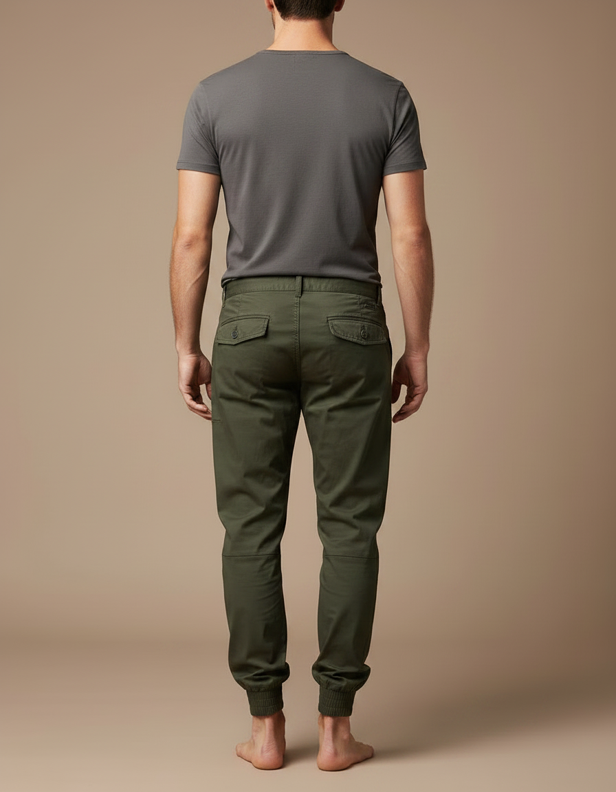 Pantalon Parachute Vert Kaki Cargo Ample Homme Jogger - Coton - vue 2