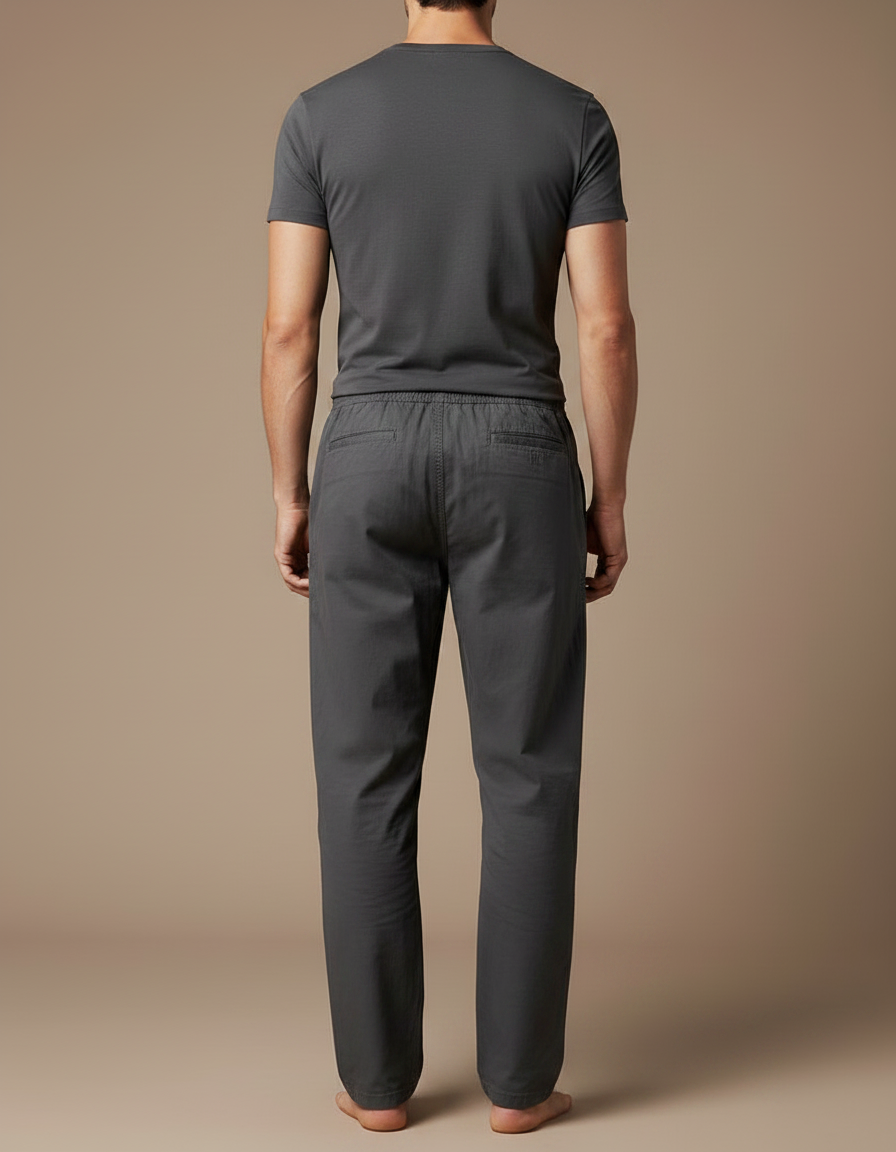 Pantalon Parachute Gris Coton Ample Décontracté Homme - vue 2