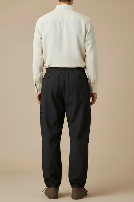 Pantalon Parachute Noir Ample Décontracté Homme - Polyester - vue 2