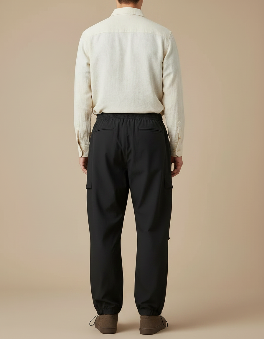 Pantalon Parachute Noir Ample Décontracté Homme - Polyester - vue 2
