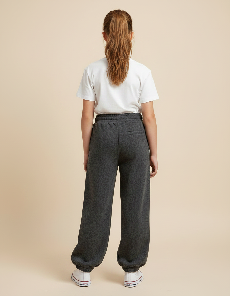 Pantalon Parachute Gris Ample Décontracté Fille Coton - Molleton - vue 2