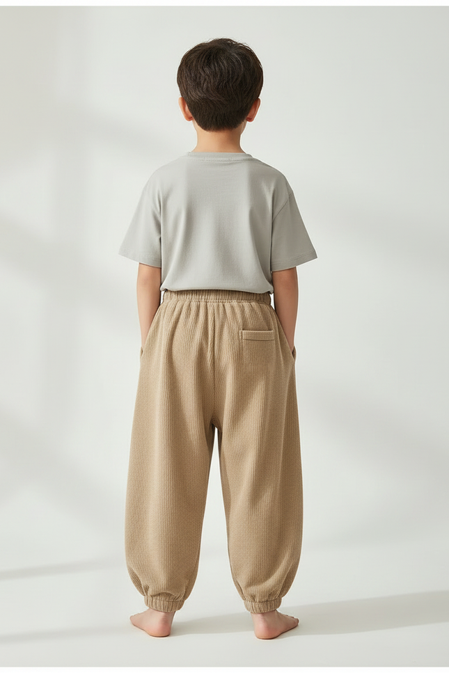 Pantalon Parachute Côtelé Ample Décontracté Enfant Garçon - Camel Cordé - vue 2