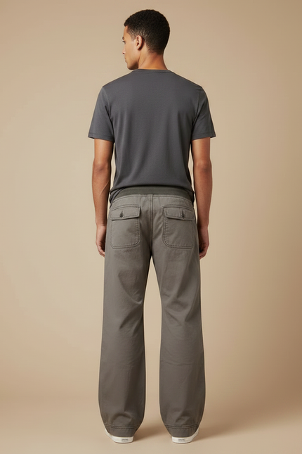 Pantalon Parachute Homme Kaki Baggy Toile - vue 2