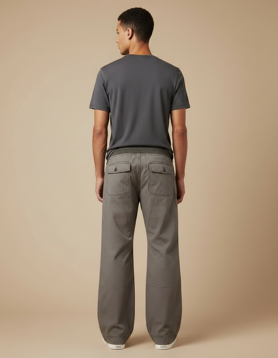 Pantalon Parachute Homme Kaki Baggy Toile - vue 2
