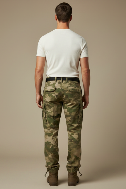 Pantalon Parachute Camouflage Militaire Cargo Multipoches Homme - Multicolore Toile - vue 2