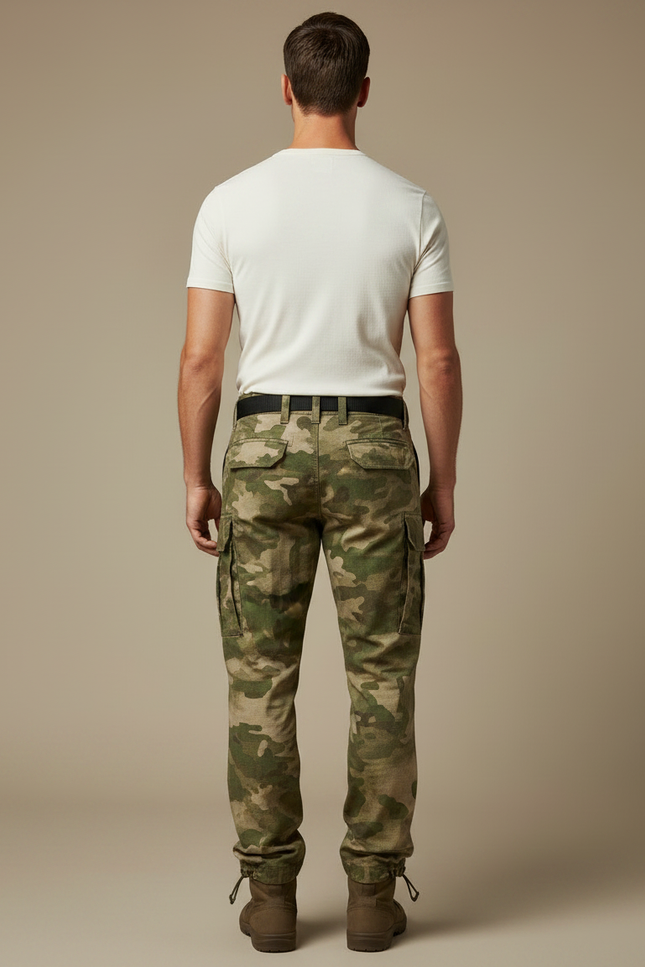 Pantalon Parachute Camouflage Militaire Cargo Multipoches Homme - Multicolore Toile - vue 2