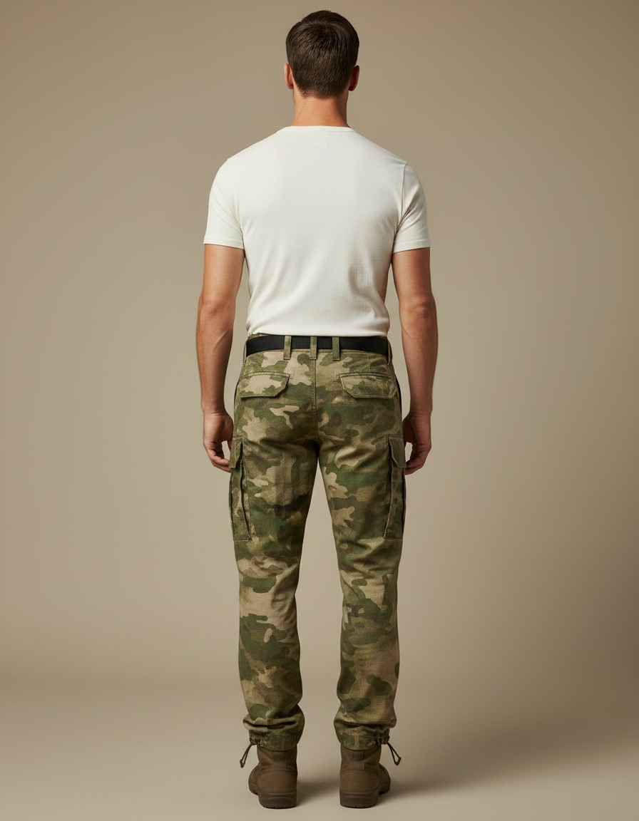 Pantalon Parachute Camouflage Militaire Cargo Multipoches Homme - Multicolore Toile - vue 2