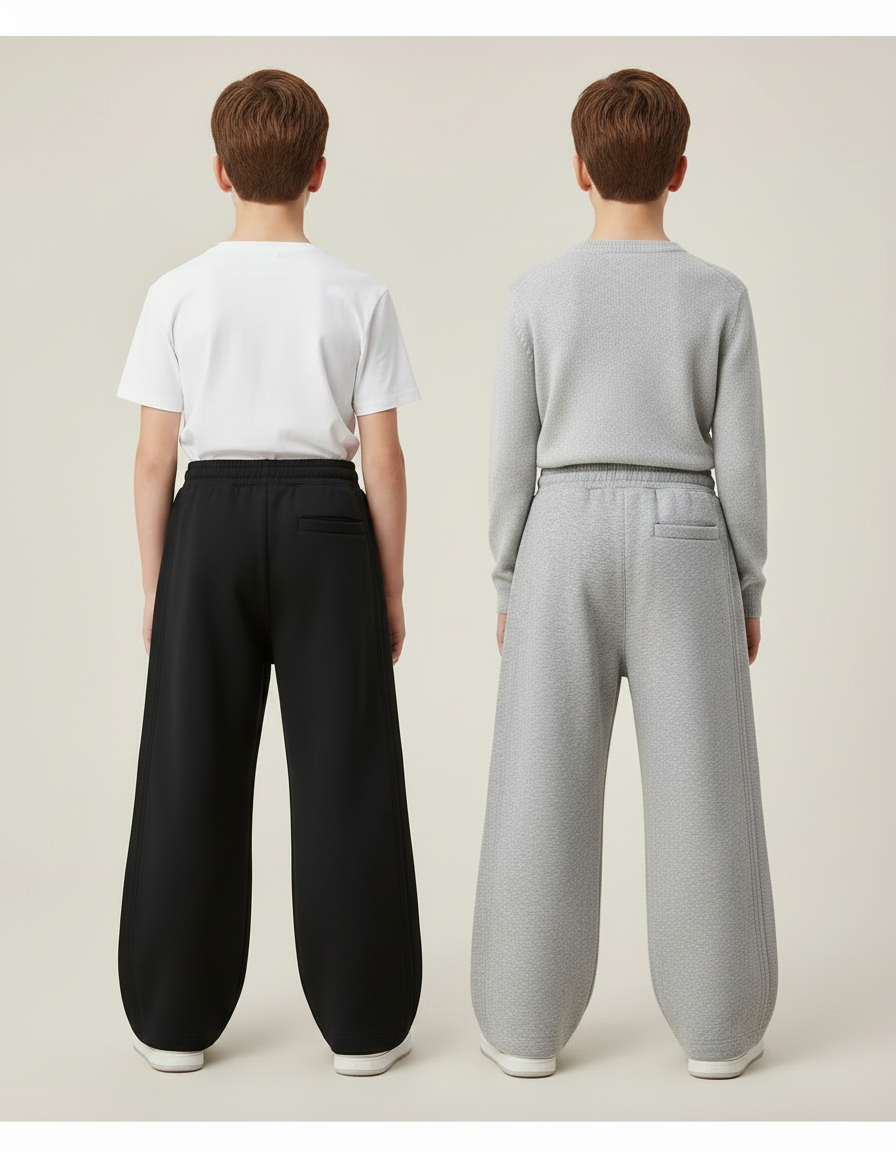 Pantalon Parachute Coton Ample Unisexe Décontracté Sport - Noir Molleton - vue 2