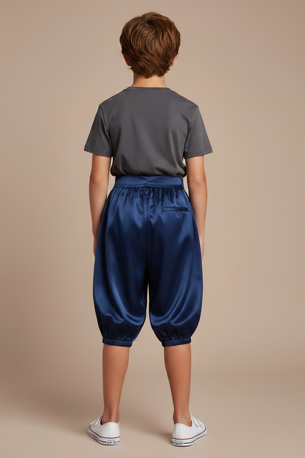 Pantalon Parachute Bleu Satiné Bouffant Enfant Élégant - Marine - vue 2