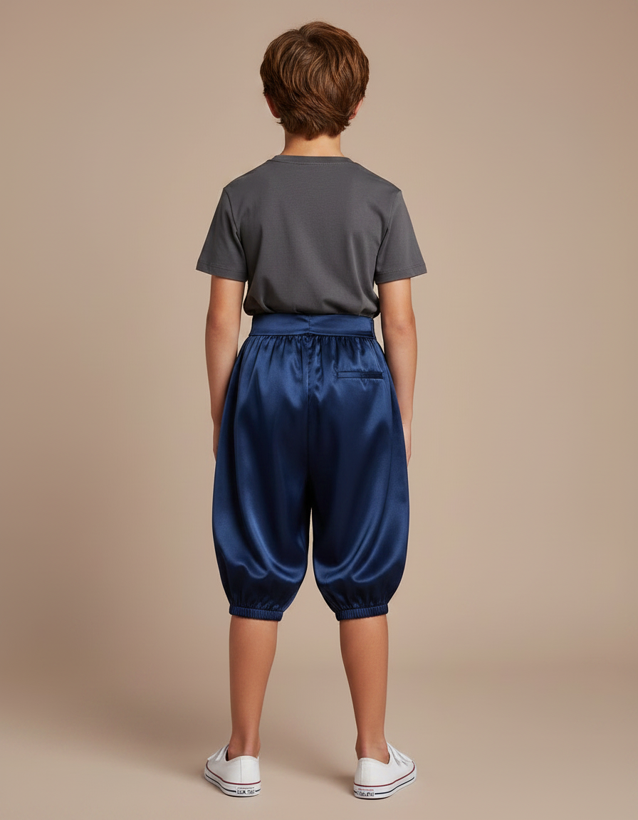 Pantalon Parachute Bleu Satiné Bouffant Enfant Élégant - Marine - vue 2