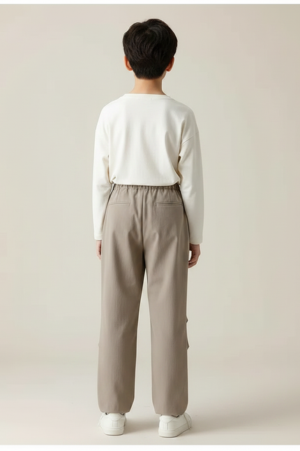 Pantalon Parachute Kaki Ample Coton Enfant Décontracté - vue 2
