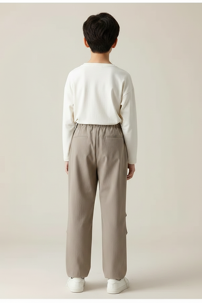 Pantalon Parachute Kaki Ample Coton Enfant Décontracté - vue 2