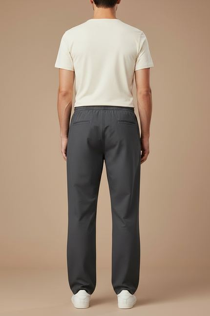Pantalon Parachute Gris Coton Ample Décontracté Cordon - vue 2