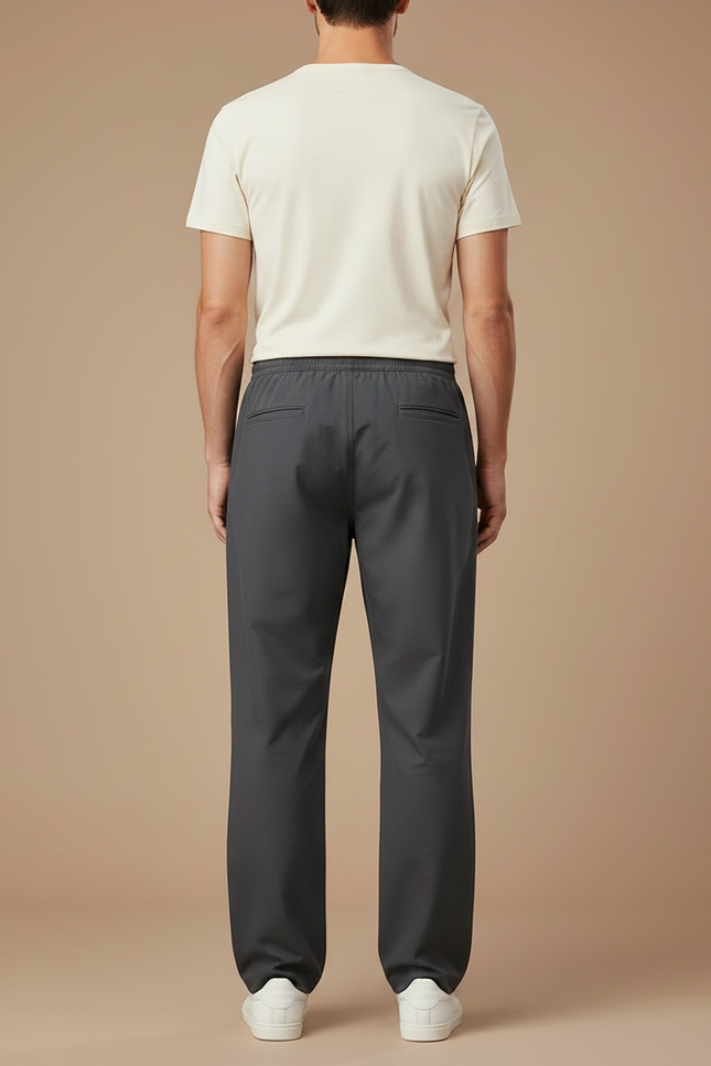 Pantalon Parachute Gris Coton Ample Décontracté Cordon - vue 2