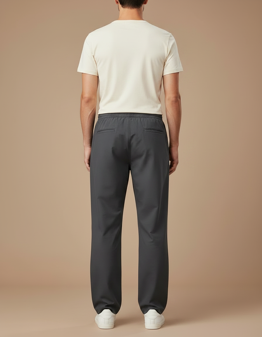 Pantalon Parachute Gris Coton Ample Décontracté Cordon - vue 2