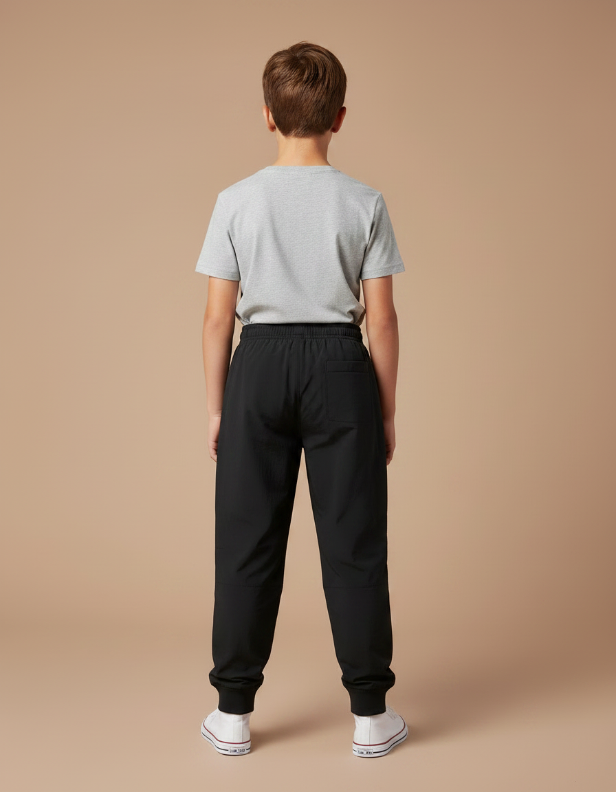 Pantalon Parachute Noir Ample Sport Garçon Décontracté - Polyester - vue 2