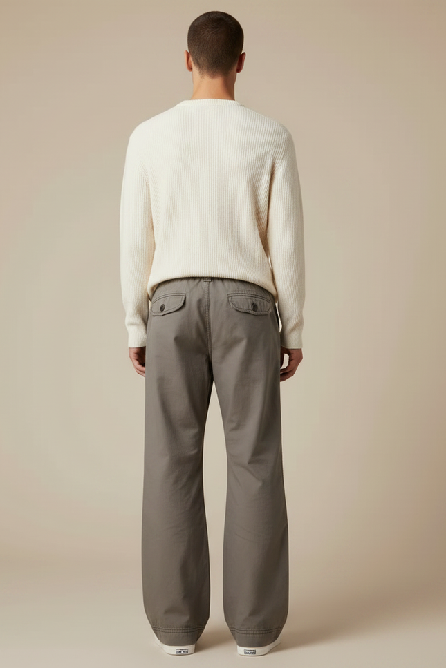 Pantalon Parachute Kaki Ample Décontracté Coton Homme - vue 2