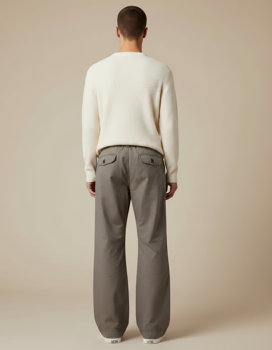 Pantalon Parachute Kaki Ample Décontracté Coton Homme - vue 2
