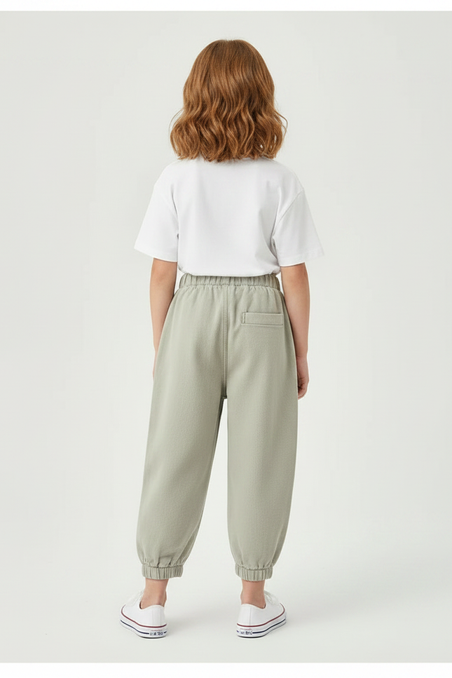 Pantalon Parachute Kaki Ample Décontracté Enfant Coton - Molleton - vue 2