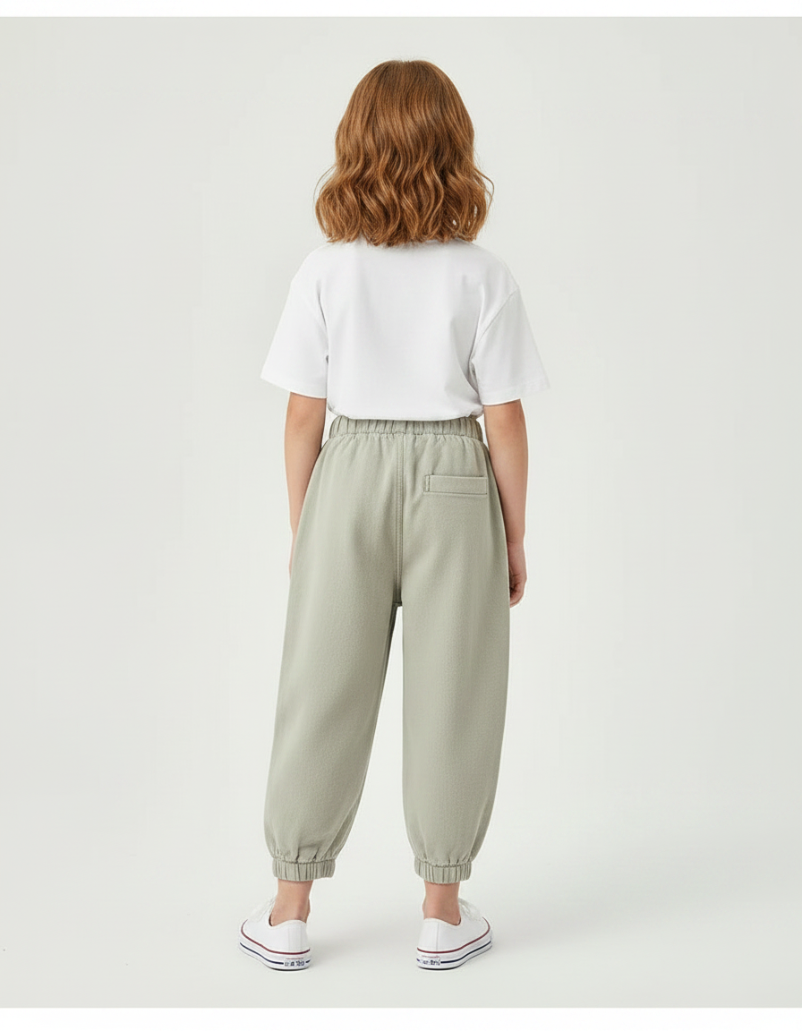 Pantalon Parachute Kaki Ample Décontracté Enfant Coton - Molleton - vue 2