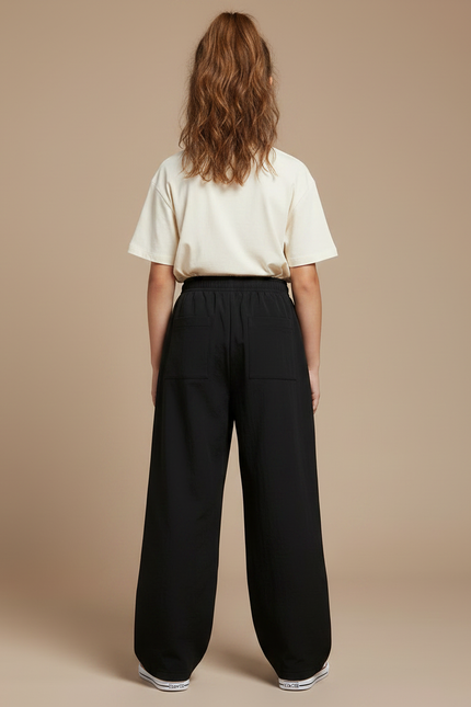 Pantalon Parachute Noir Ample Taille Élastique Enfant - Polyester - vue 2