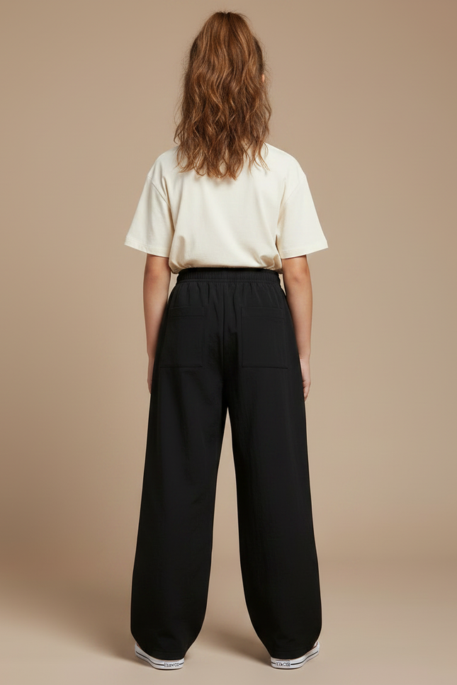 Pantalon Parachute Noir Ample Taille Élastique Enfant - Polyester - vue 2