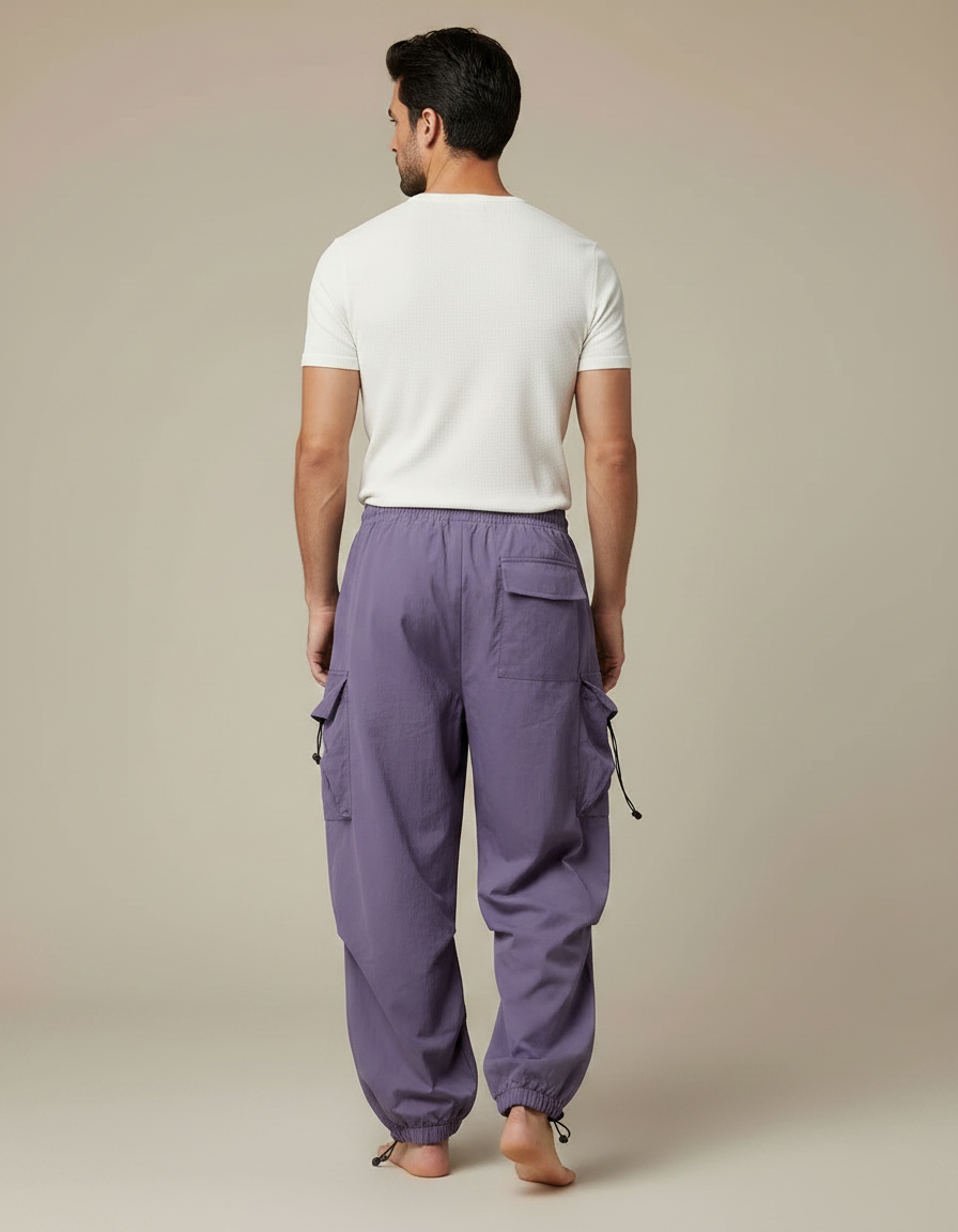 Pantalon Parachute Violet Cargo Ample Léger Homme - Polyester - vue 2