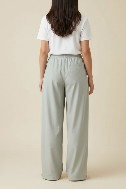 Pantalon Parachute Vert Ample Fluide Femme - Polyester - vue 2