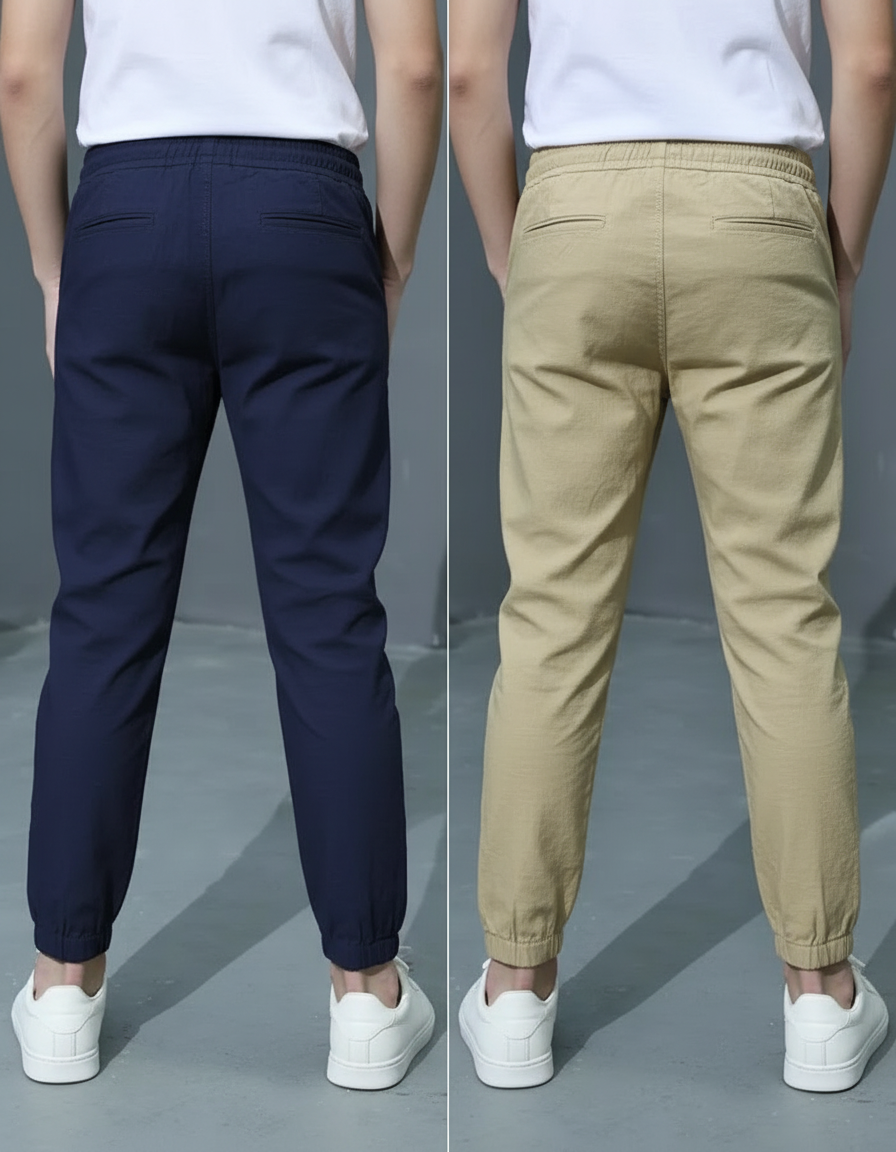 Pantalon Parachute Marine Cordon Décontracté Coton