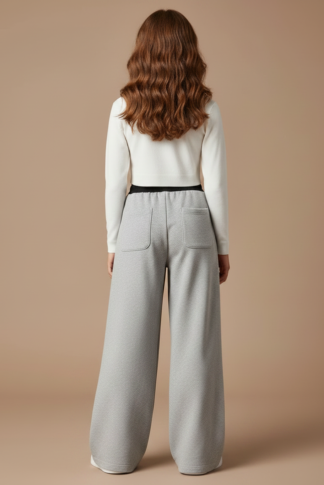 Pantalon Parachute Molleton Gris Ample Fille - vue 2