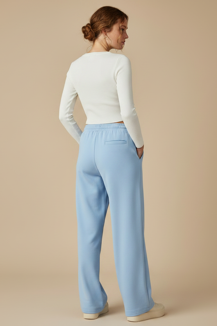 Pantalon Parachute Bleu Ciel Ample Confortable Cordon - Molleton - vue 2