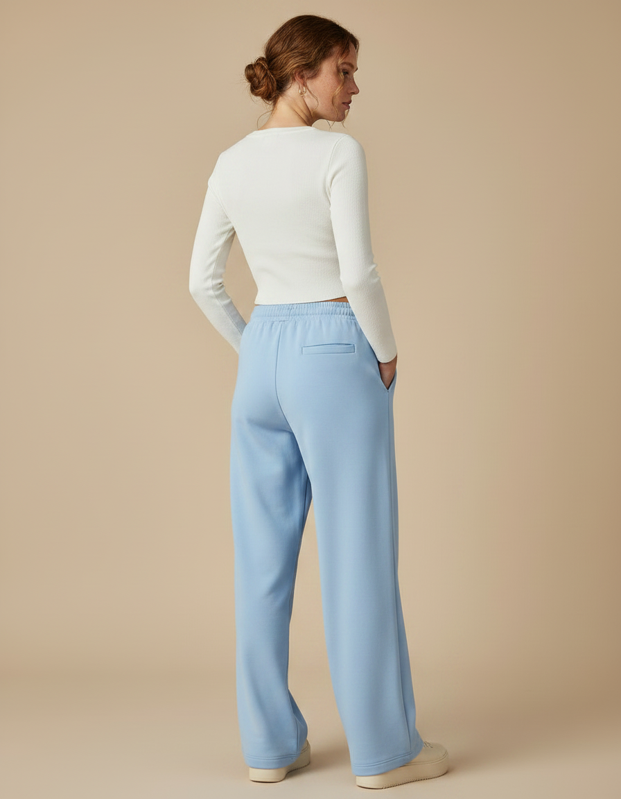 Pantalon Parachute Bleu Ciel Ample Confortable Cordon - Molleton - vue 2