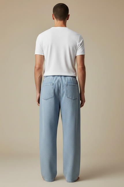 Pantalon Parachute Jean Ample Décontracté Homme Bleu - vue 2