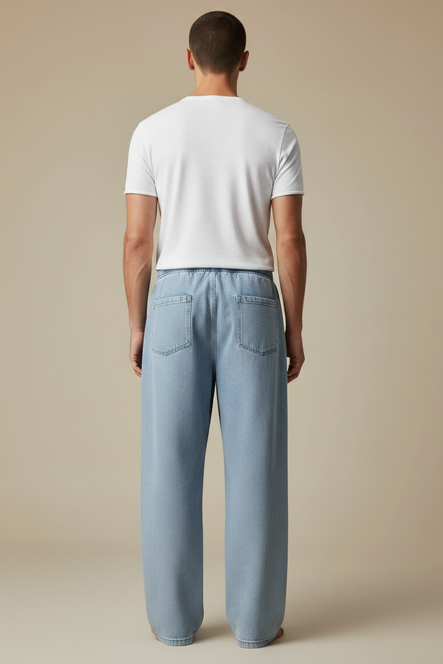 Pantalon Parachute Jean Ample Décontracté Homme Bleu - vue 2